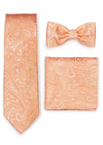 Set: cravată, papion pentru bărbați, somon model batistă paisley